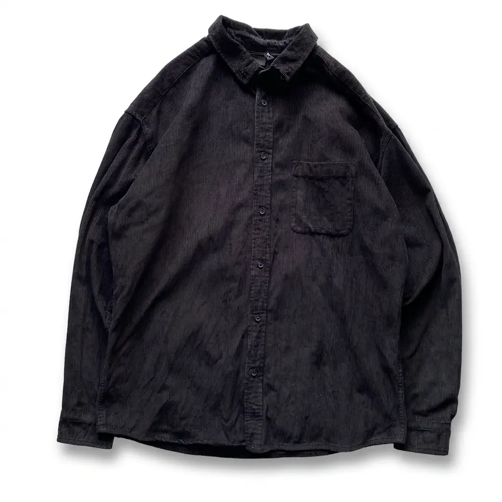 ASOS DESIGN Black Corduroy Long Sleeve Shirt