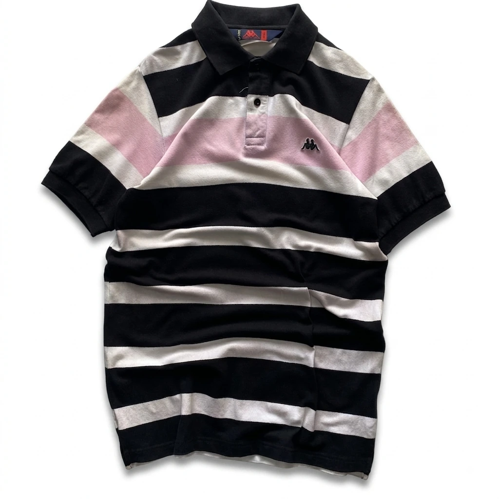 Robe di Kappa Striped Polo Shirt Black Pink