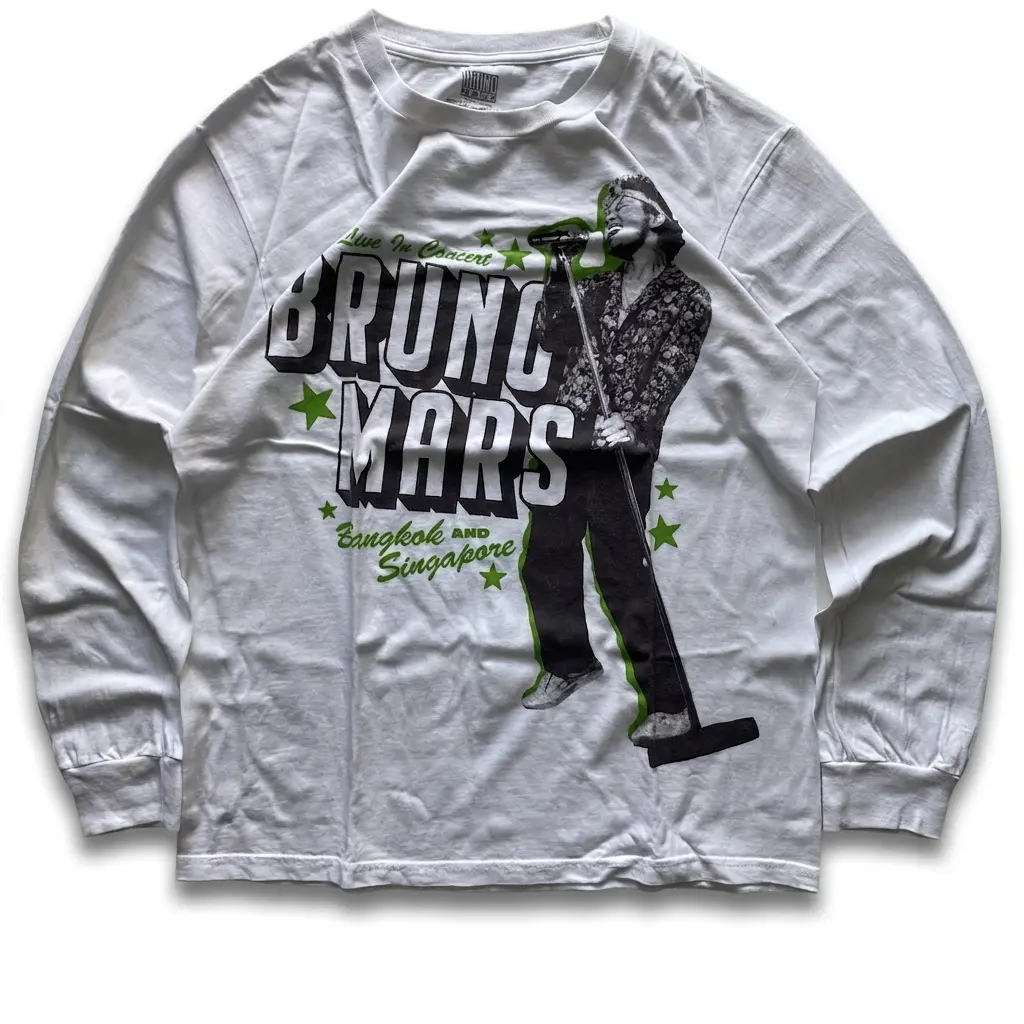 Official Bruno Mars 2024 Concert Long Sleeve Shirt White